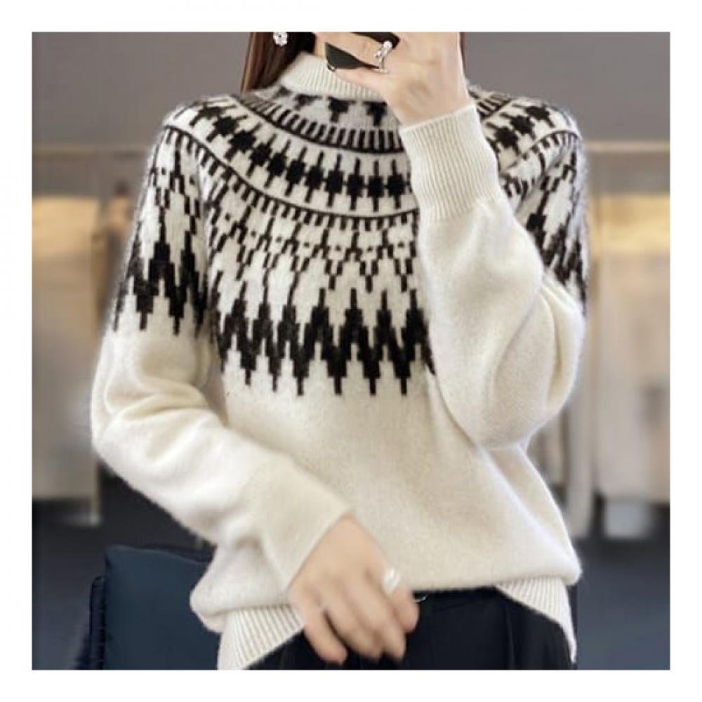 Navava Nk1933 Retro Pattern Soft Long Sleeve Knit