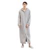 Couples Men's Lengthened Bathrobe Zipper Home Clothes Long Sleeved Robe Coat