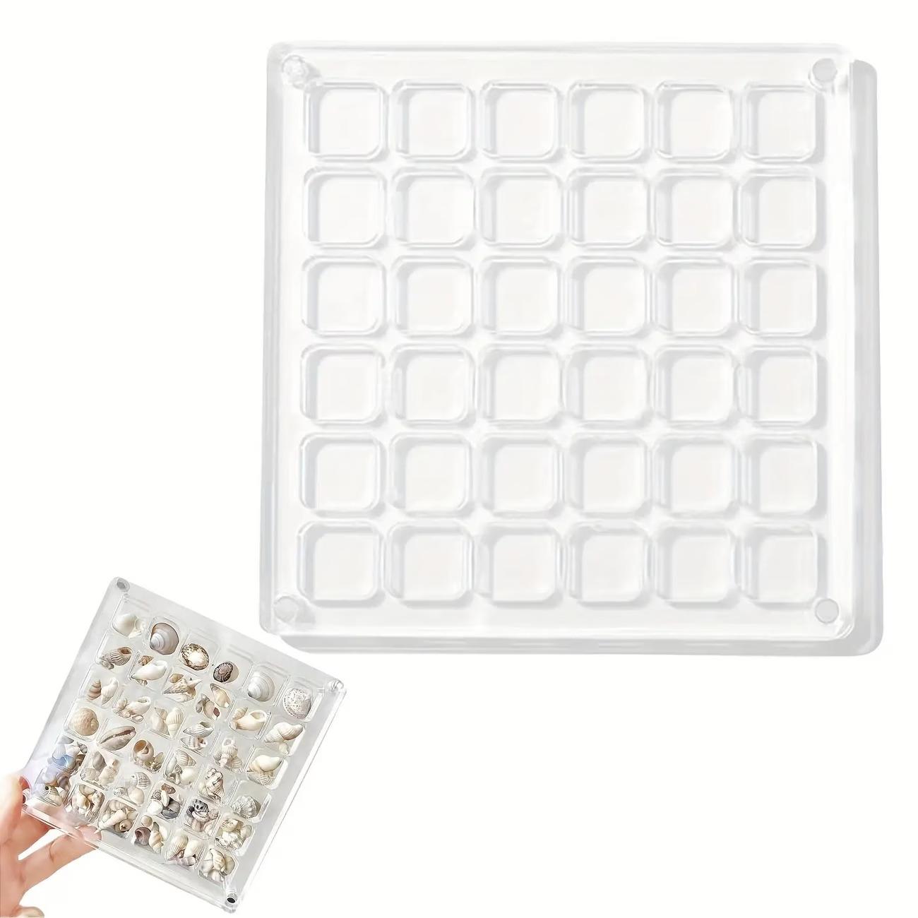 

Acrylic shell display box with lid - 36-compartment storage box, suitable for jewelry, beads, and handicrafts,jewelry box.
