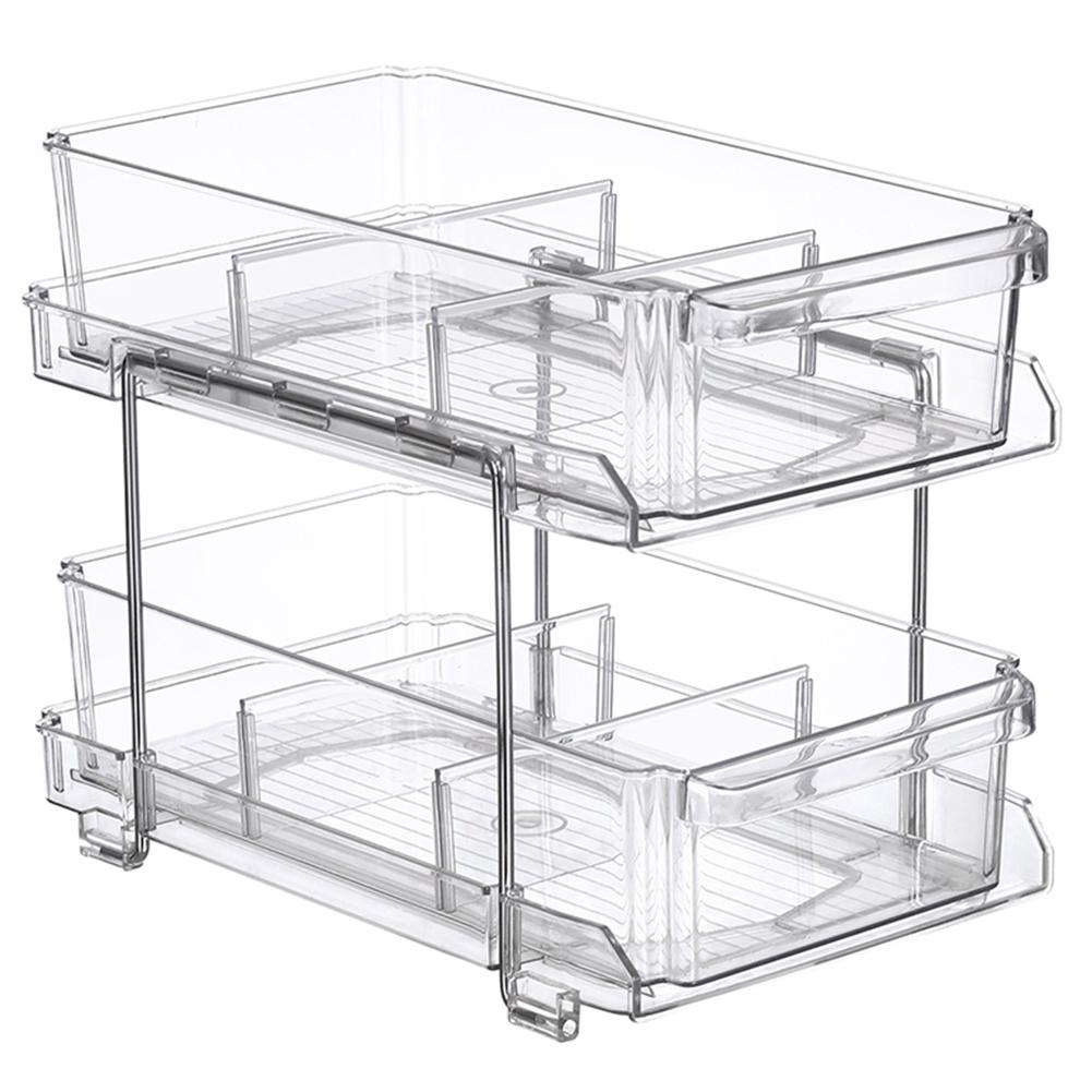 2 Tier Closet Organizer Durable Clear for Cabinet Pantry for Under Sink Office