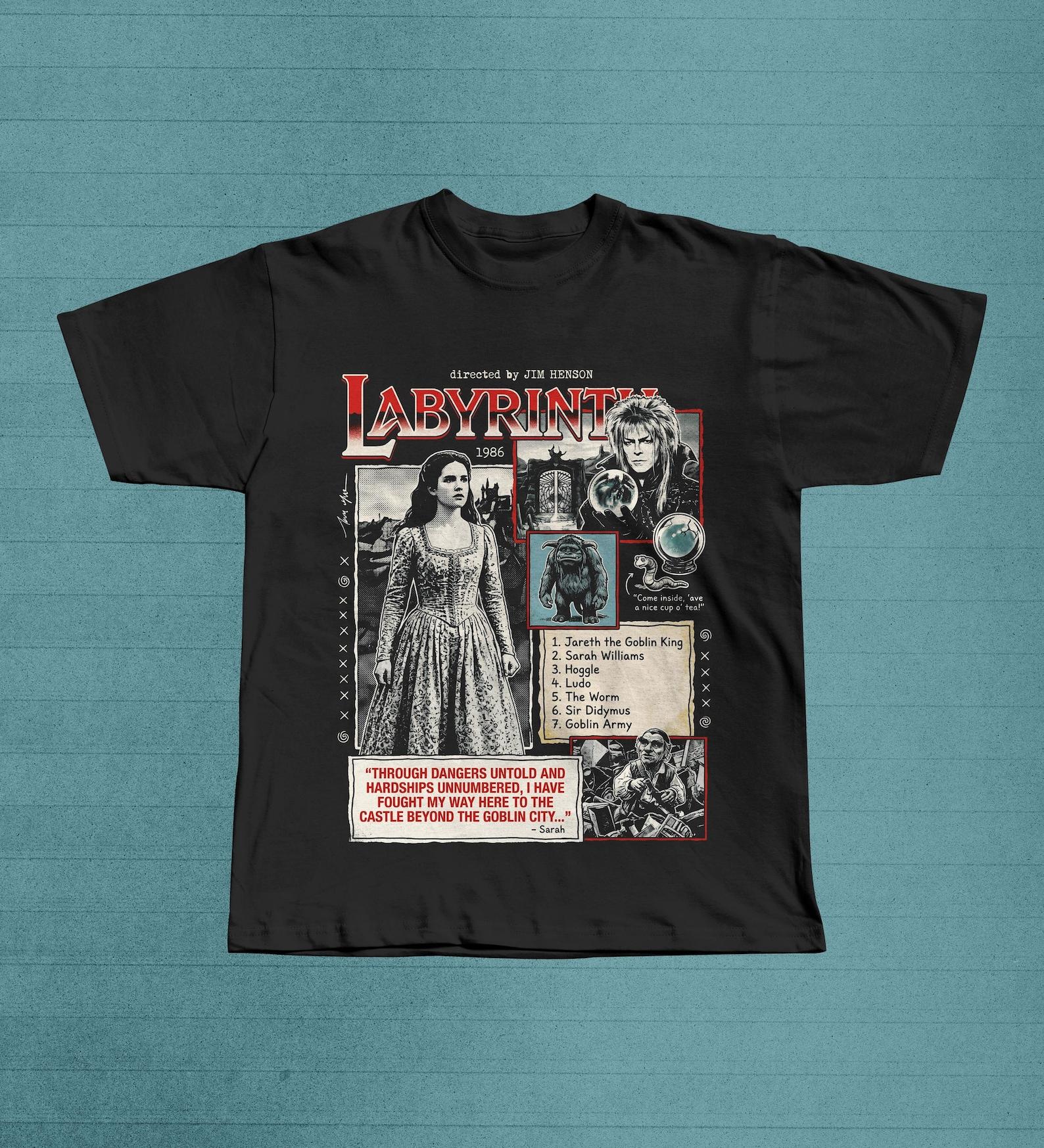 Labyrinth 1986 Movie Graphic Tee | Jim Henson David Bowie Fantasy Film T-Shirt M