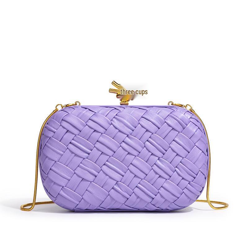 Borsa a mano intrecciata versatile da donna 2025: Elegante Pochette e Borsa a Tracolla con Catena per Banchetti, Serate e Altro