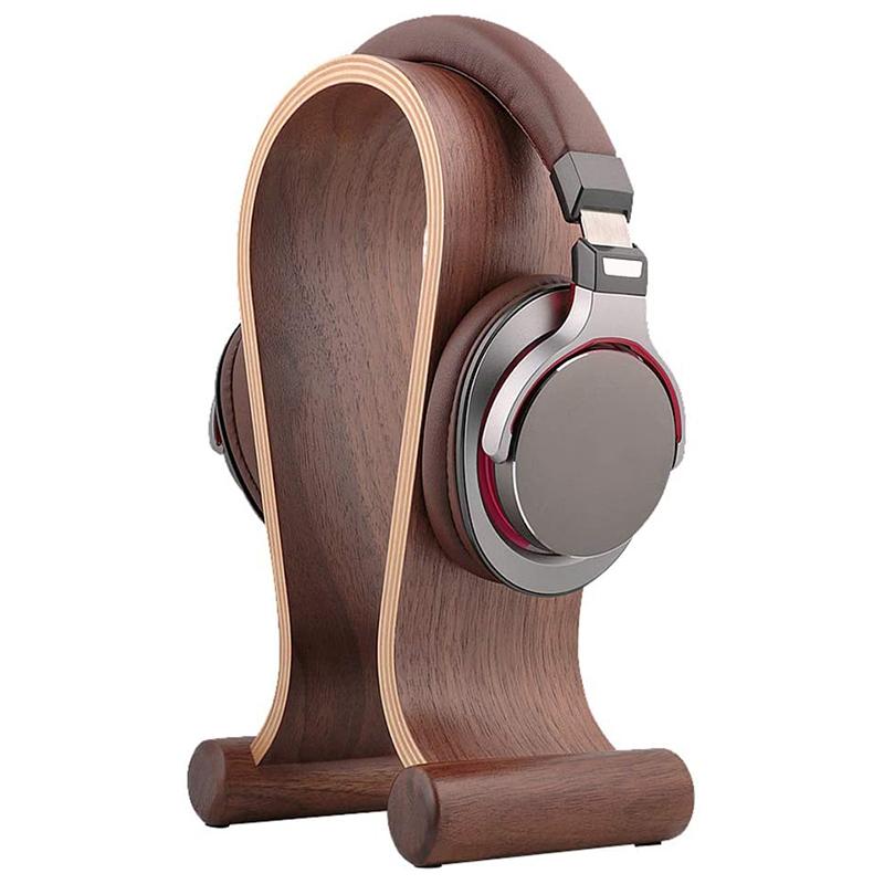 ABNRR Wooden Headset Holder,Universal Earphone Hanger Holder for Gaming Headsets & DJ Studio Headphones Desktop Headphone Rack