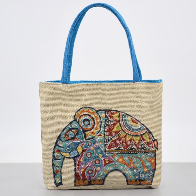 Ethnic Style Embroidery Canvas Handbag Artistic Fashion Hand In Hand Bag Lunch Bag Bento Bag