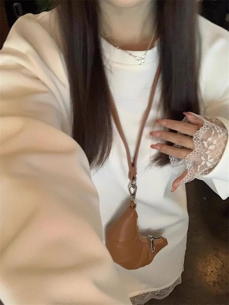 Women's Plus Size Lace Patchwork Long Sleeve Fleece Top for Spring, Autumn, Winter