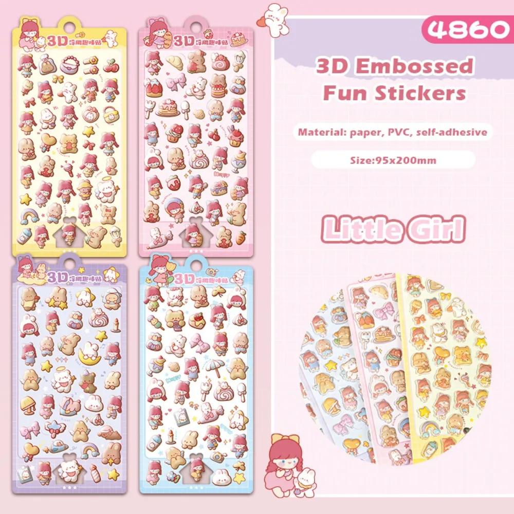 4pcs/Set Capybara 3D Drop Relief Sticker DIY Scrapbooking Journaling Stationery Diary Decor Stationery Stickers Crystal Stickers