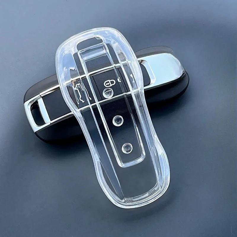 soft TPU Car Key Cover Case Protector for New Porsche Macan 718 Cayenne Paramela 911 Smart Remote Transparent shell Accessories