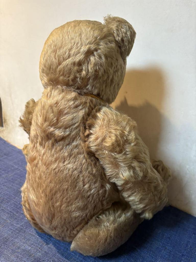 [USED] Vintage Teddy Bear, 52cm, Cries from Belly, Moves Limbs, Yellow Ribbon Intact