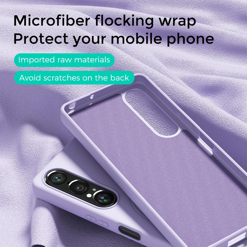 Silicone Magnetic Phone Case for Sony Xperia 1 VII VI 5VI 10V 2026 Liquid Comfortable Feel Built Flocking Protect Cover