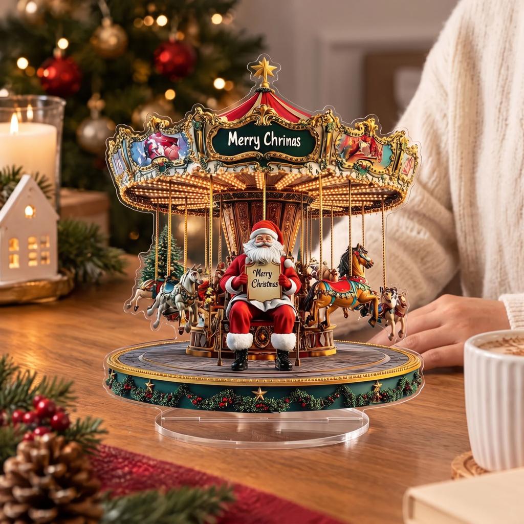 Acrylic Santa a Christmas Ornament, Flat Acrylic Holiday Tabletop Decoration, 1