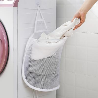 Household Folding Mesh Bathroom Polyester Hanging Laundry Basket Bag