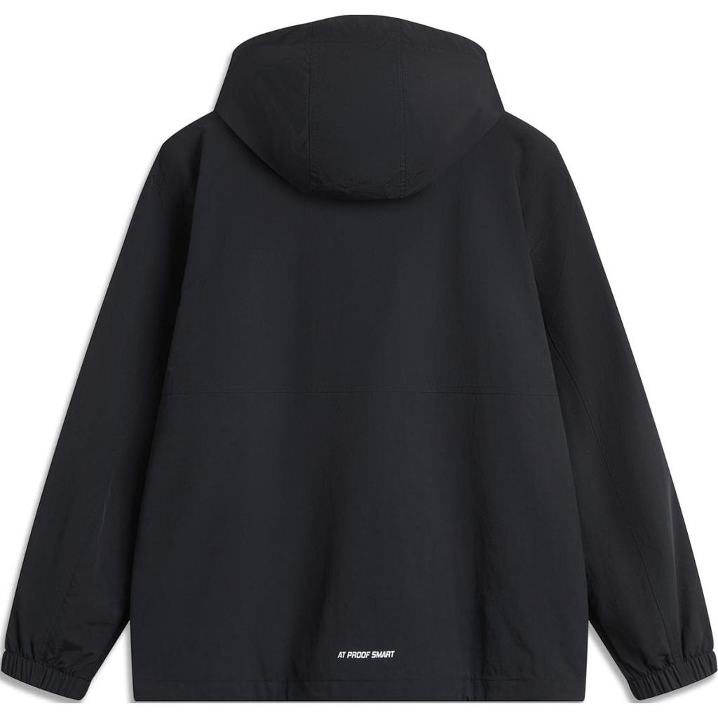 Li-Ning Lettuce Edge Water-Resistant Windproof Comfortable Casual Color-Block Hooded Letter Zipper Jacket Unisex Jacket Black AFDU955-3