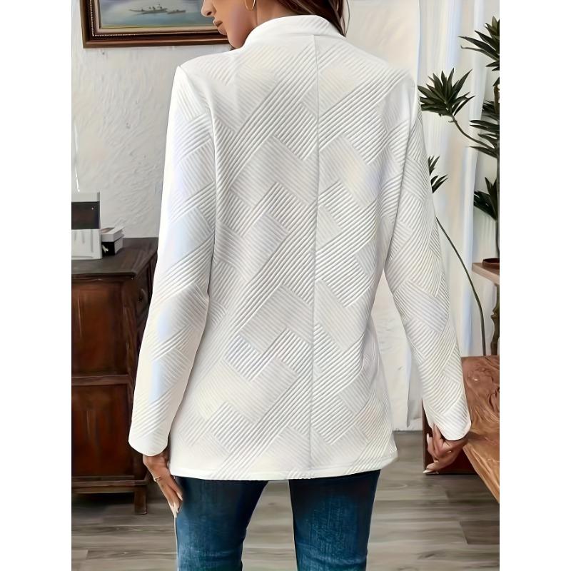 Women's Elegant Solid Color Front Button Decorative Cardigan Jacket - Long Sleeve Open Front with Pockets,