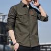 Long-sleeve Shirt for Men, Spring and Autumn, Pure Cotton Casual Jacket, Outdoor Work Shirt, Loose Fit, Plus Size Men's Top, Trendy