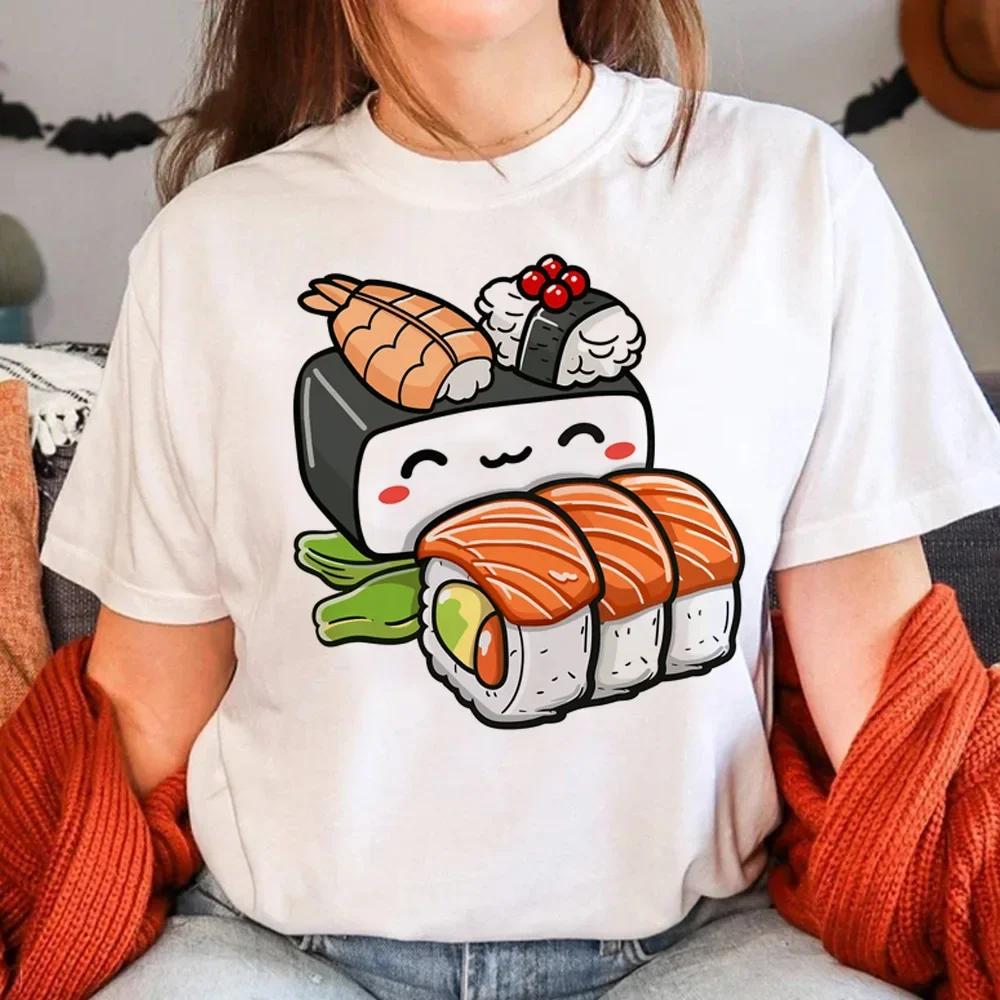 Sushi Tshirt Women Summer T-shirts Female Manga 2000s Clothing Graphic T Shirts Aesthetic Clothes Fashion Harajuku Personality