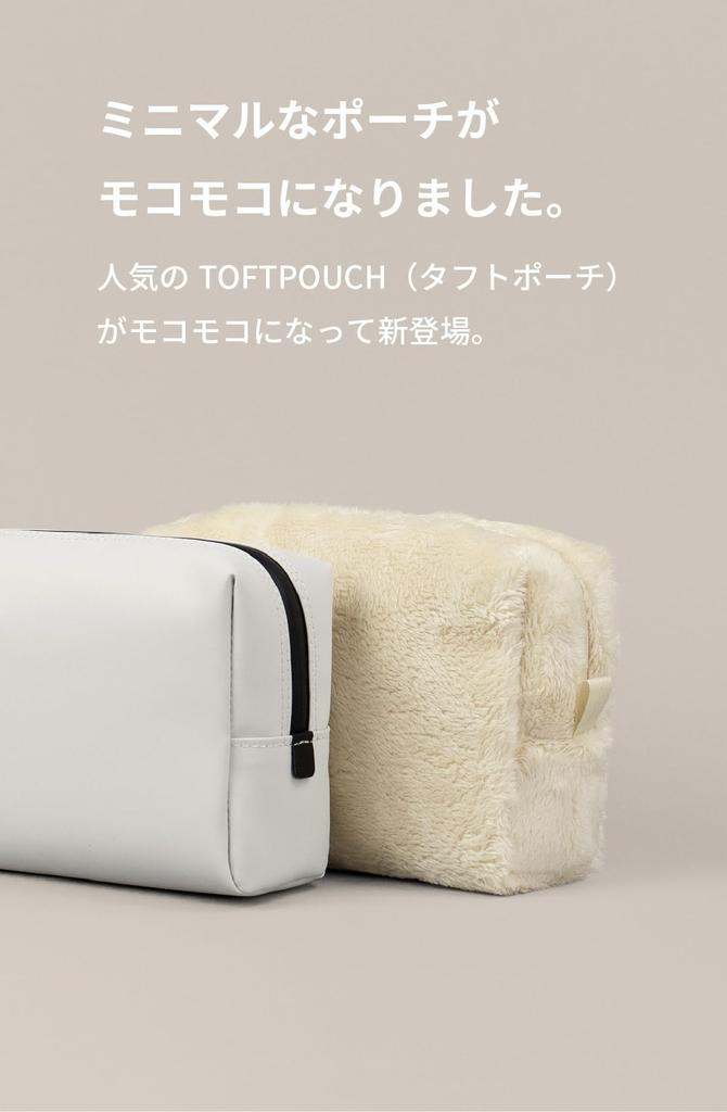 Fluff Accessory Pouch with Cosmetic Fluffy Faux Fur [aso] Pouch, Large, Gusset, Pouch, (Off-White, Large) Se-fp280-ow-l