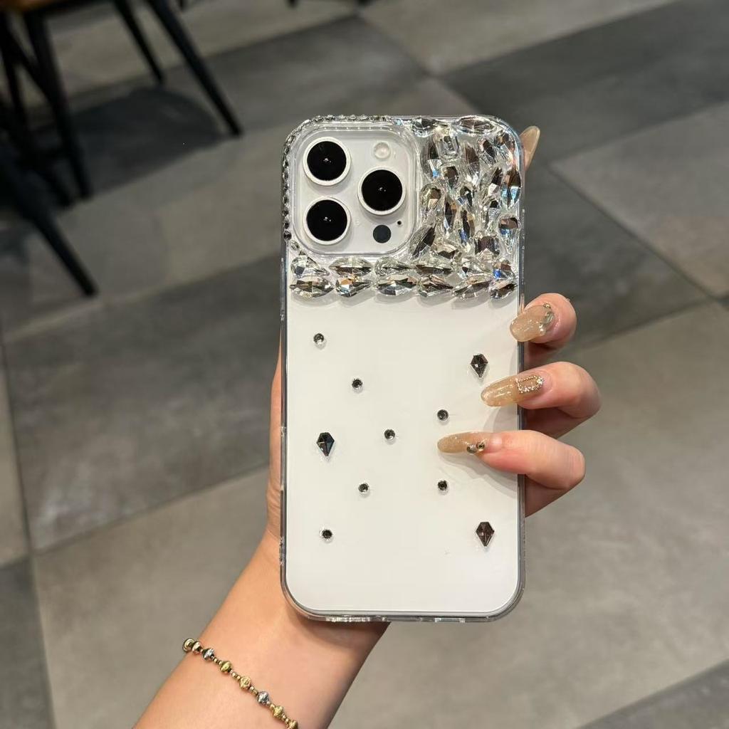 Light luxury jelly IMD half diamond for iphone17promax aurora white mobile phone case Apple 16 premium sense 15