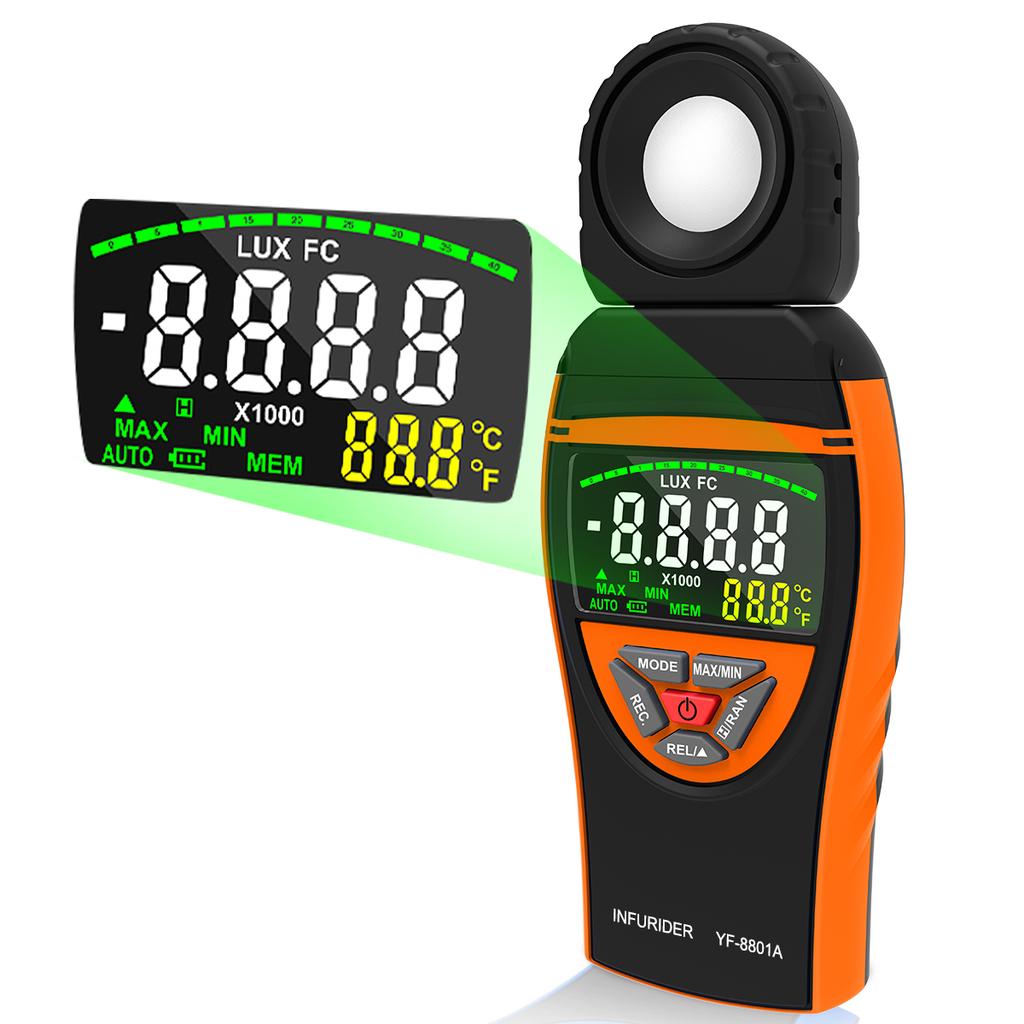 Digital illuminance meter,High accuracy and fast response,Light detector: used for light detection,LCD display,1-400,000Lux