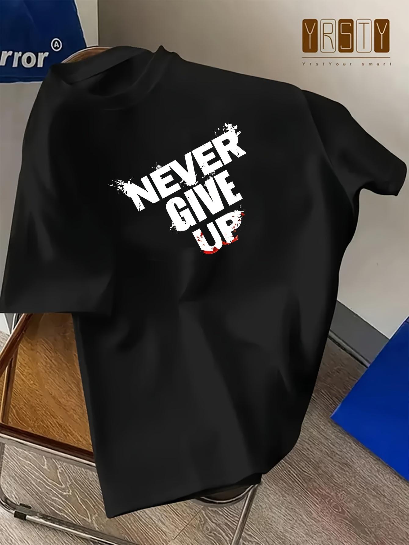 A Casual Summer Top with a  Never Give Up  Letter Pattern Print M