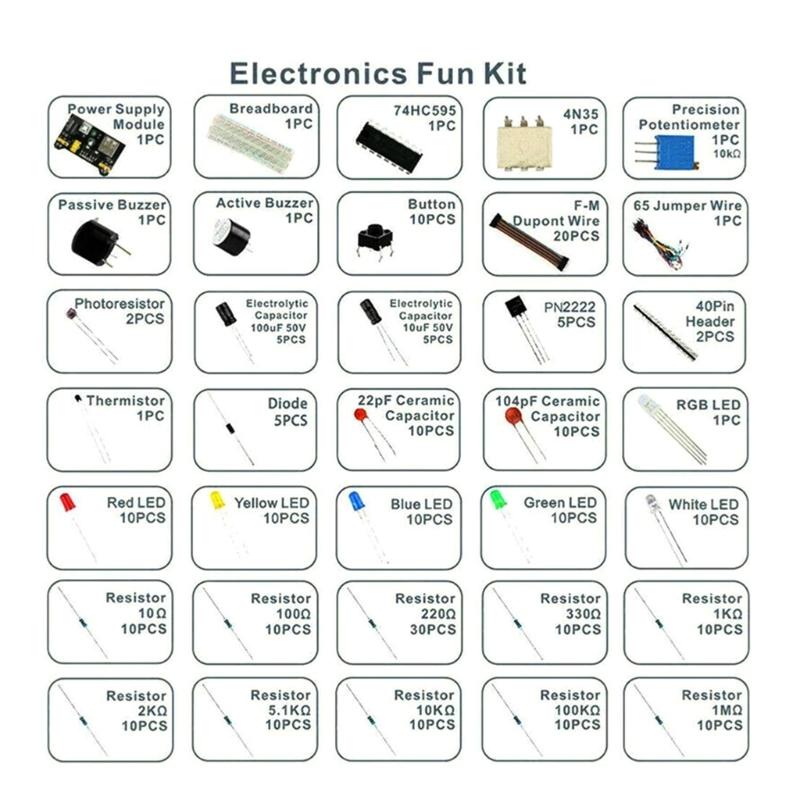 Electronic Starter Kit Comprehensive  Electronics Package 830 Hole Breadboard Learn with Tutorial and Components