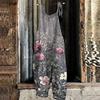 Women's Jumpsuit Floral Print Casual Loose Vintage Shoulder Strap Cotton Linen