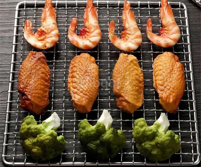 304 Edelstahl Rechteck Quadrat BBQ Netz Maschengrill Antihaft Backmatte Outdoor Grillteil Roste Heißluftfritteuse Gitter Kochen