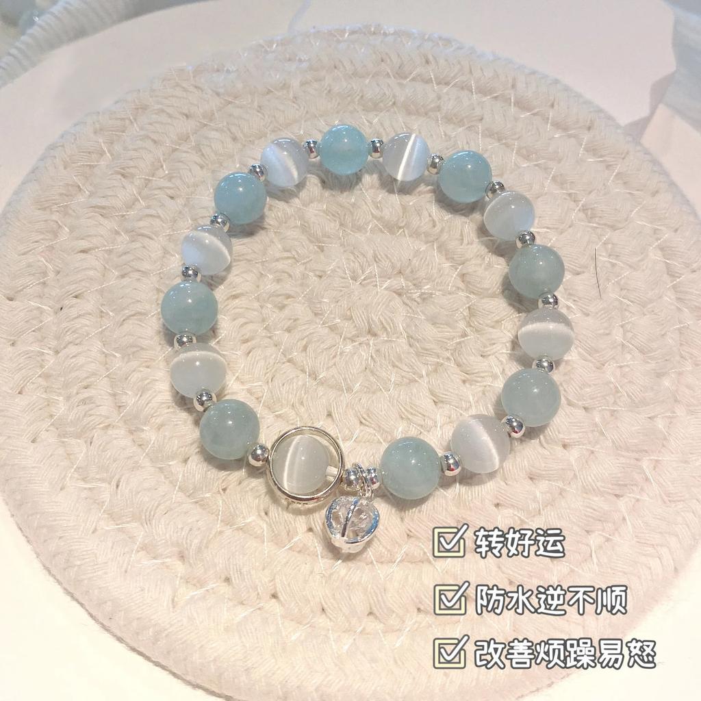 925 Sterling Silver Blue Treasure Moonlight Stone Crystal Bracelet for Women Luxury Elastic Hand Jewelry Fashion Gifts