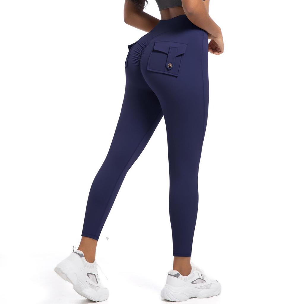 European-American High Waist Elastic Peach Butt Leggings - Quick-Dry Yoga, Running & Fitness Pants with Hip Lifting Button.