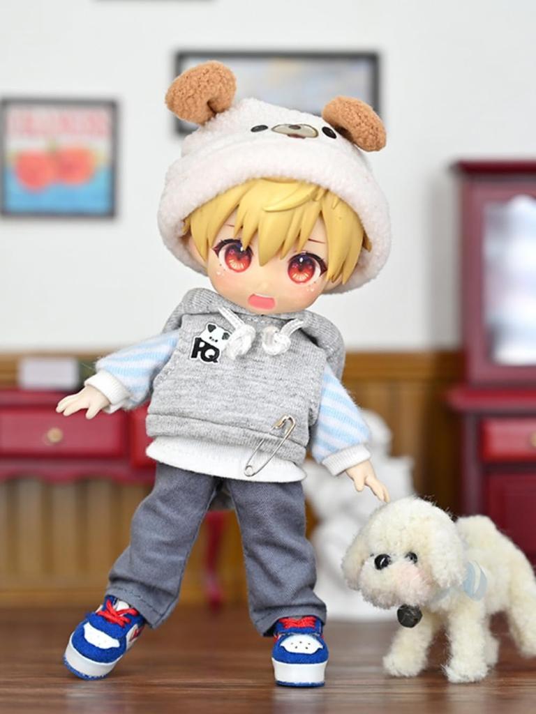 Obitsu 11 OB11 Size Costume for Obitsu Doll 11cm Body Cute Dog Clothes Set Vest Sweatshirt 4 Pieces "PUPPY DIARY"