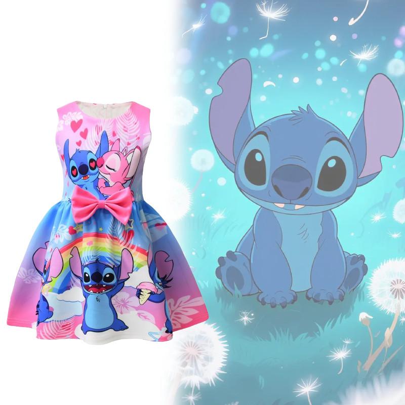 Lilo Stitch Girl Dress With Bow For Spring Casual Wear