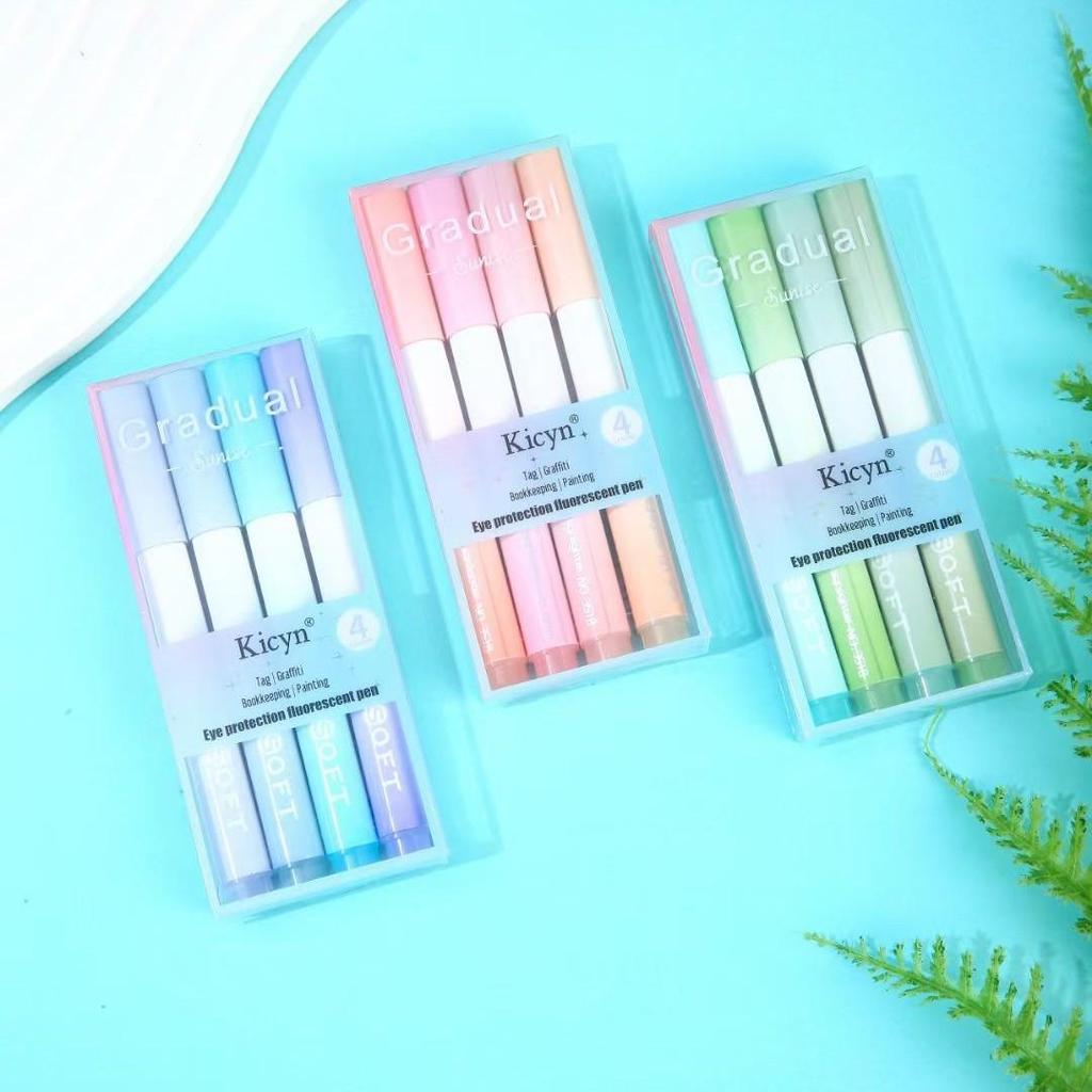 12-Color Boxed Fluorescent Highlighter Pens for Students - Eye Protection & High Visibility
