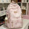 Schoolbag new Korean version ins bear printed schoolbag female high-value junior and high school students multi-compartment college style backpack
