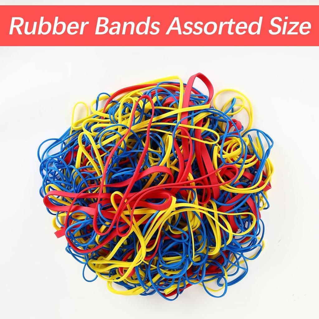 405 Pcs Assorted Size Rubber Bands 0.68lbs Elastic Colored Rubber Bands for Office Supplies Rubberbands Bulk Mix Colors and Size with bag,Red (3-1/2