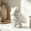Creative Christmas Gift 3D Printed Wolf Figurine, Cute Animal Statue with Santa Desk Decoration Accessories Hat And Scarf for Tabletop, Mantel