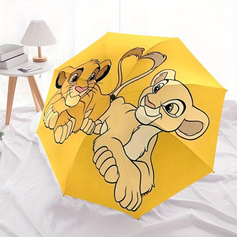 

1pc Lion King Simba & Nala Heart Shaped Tail Pattern Automatic 3-Fold Umbrella, 8 Iron Frames, High-Value Folding Umbrella, Suitable for Off