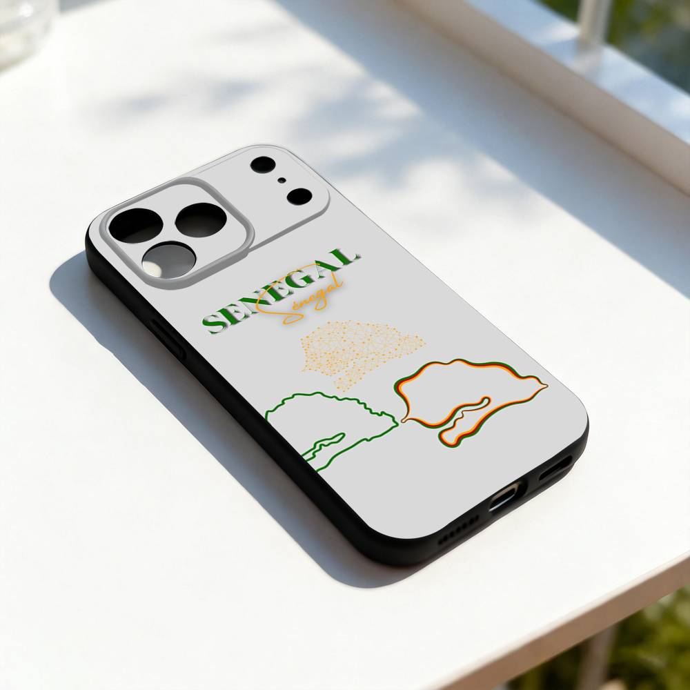

Senegal Flag MAP Phone Case For iPhone 11,12,13,14,15,16,17,Pro,Max,Plus,E,SE4,Air,Mini Black Soft Cover iPhone16promax