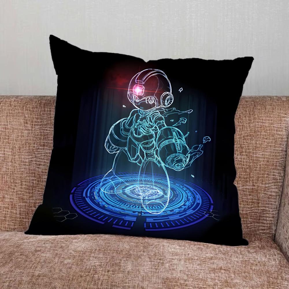 Game M-Megaman R-Rockman Pillow Case For Home Bedroom Car Office Decoration Living Room Sofa Cushion Cover Suitable