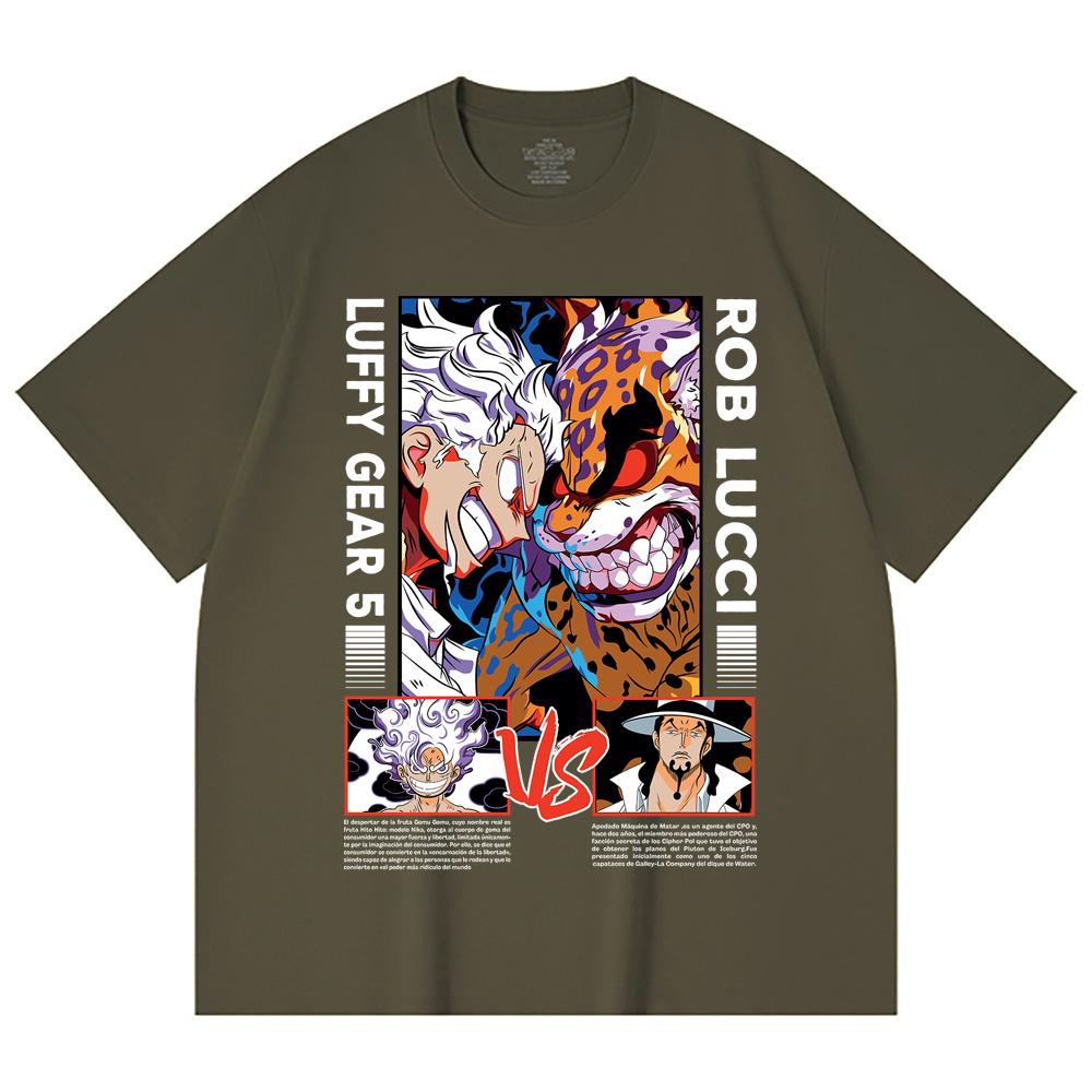 230 Gsm 100% Cotton One Piece V49 Luffy Lucci Print Unisex Heavy Cotton T Shirt