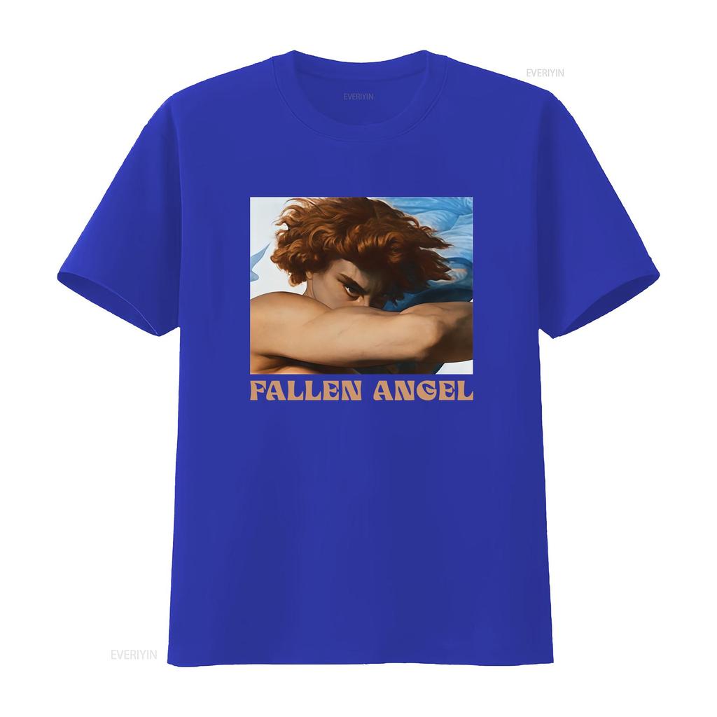 Cool Streetwear Realistic Fallen Angel Red Hair Print Casual T Shirt Vintage Washed Homme Versatile Top For Everyday Wear