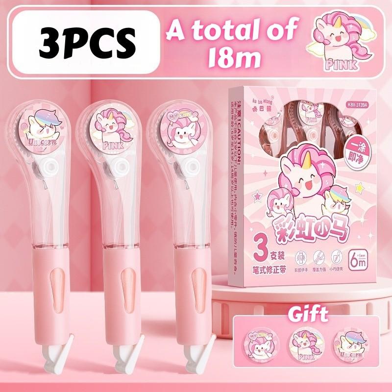 3 Stück/Lots Niedliche Tierform Korrekturband Studentenspezifisch Große Kapazität Leise Spurlos Tragbares Korrekturband Kreatives Korrekturwerkzeug