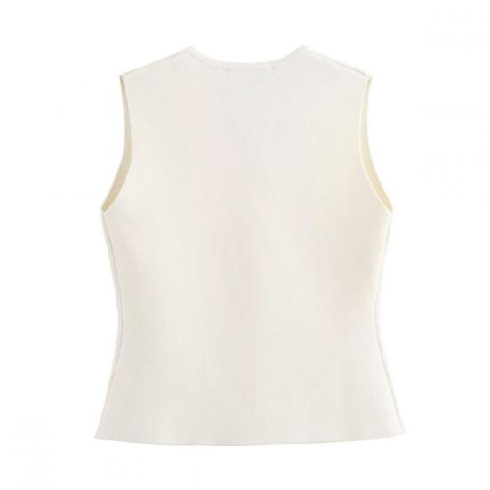 Women's Summer V Neck Vest Button-up Sleeveless Suit Jacket Waistcoat Casual Business Blazer Vest Top