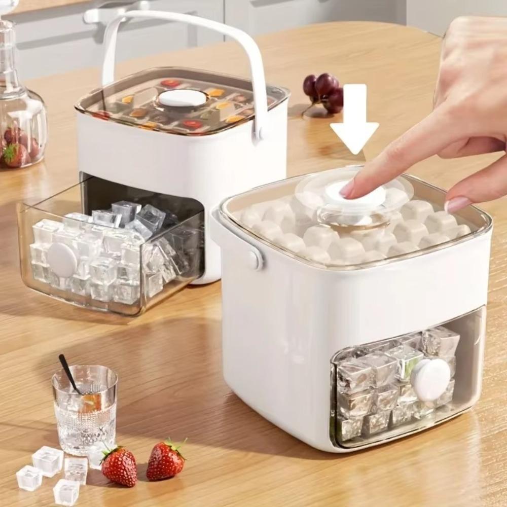 Square Ice Cube Machine Easy-press Lid Ice Cube Tray DIY Ice Cube Mold  Coffee