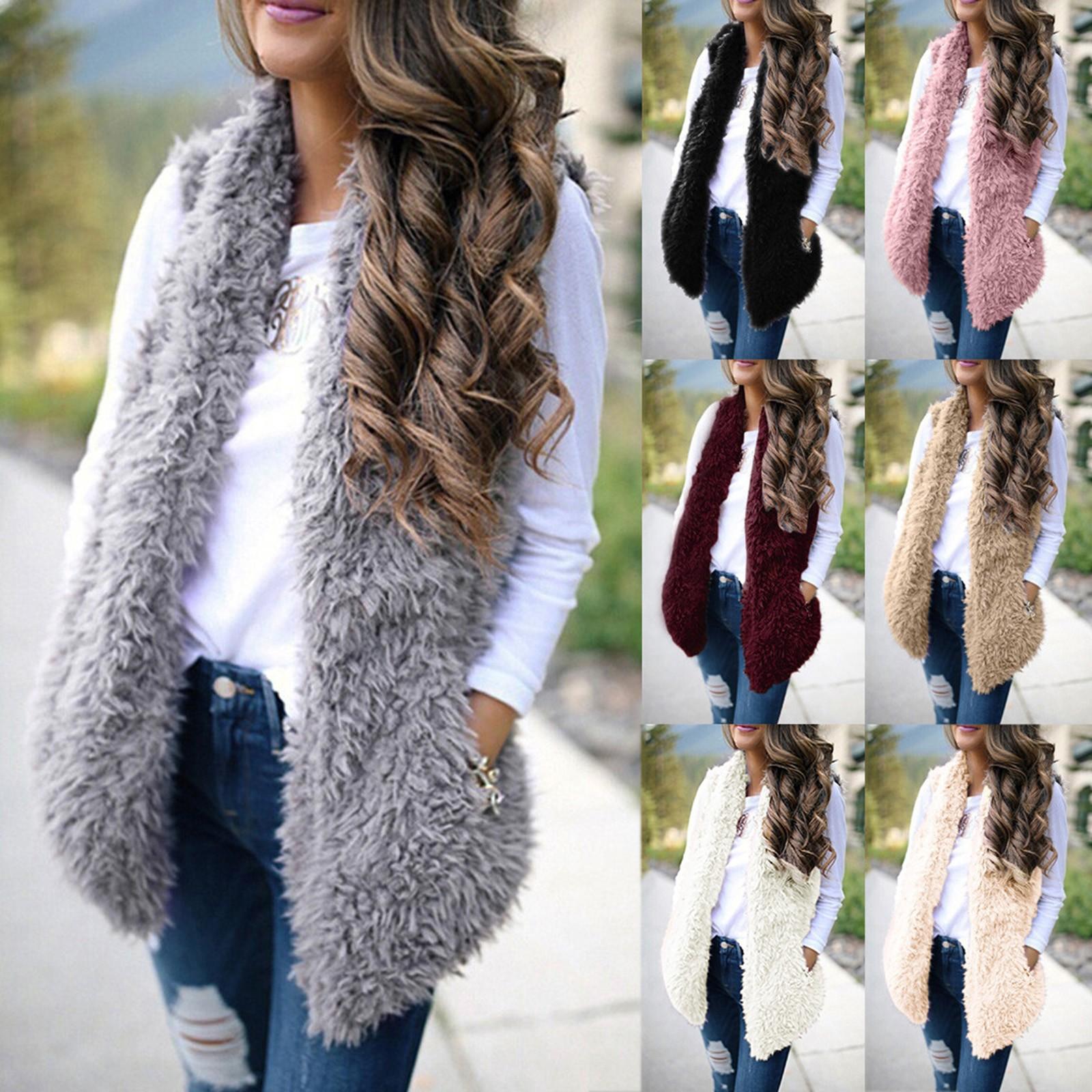 

Дамы Женщины Sexy Lady Faux-Fur Твердый повседневный теплый жилет без рукавов