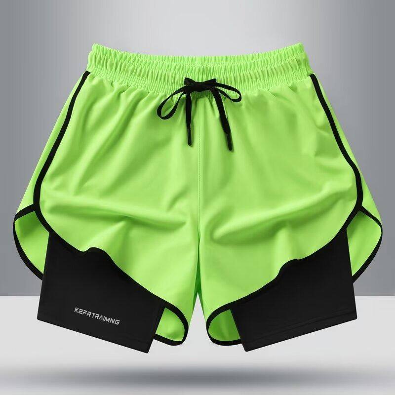 Herren & Damen Eis Seide Schnelltrocknende Shorts Sommer Herren Locker Atmungsaktiv Fake Zweiteiler Fitness Workout Shorts Herren Fitnessstudio Laufen Tägliche Kleidung