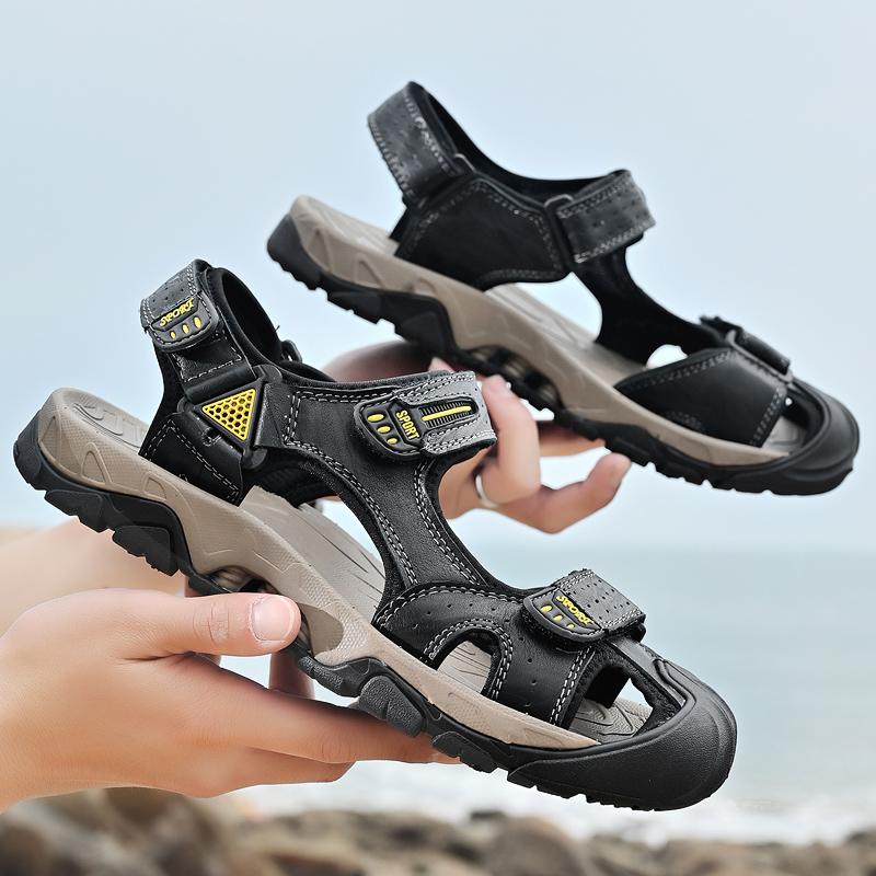 Letní pánské sandály z pravé kůže velkých velikostí Letní pánské plážové sandály Venkovní sandály pro muže