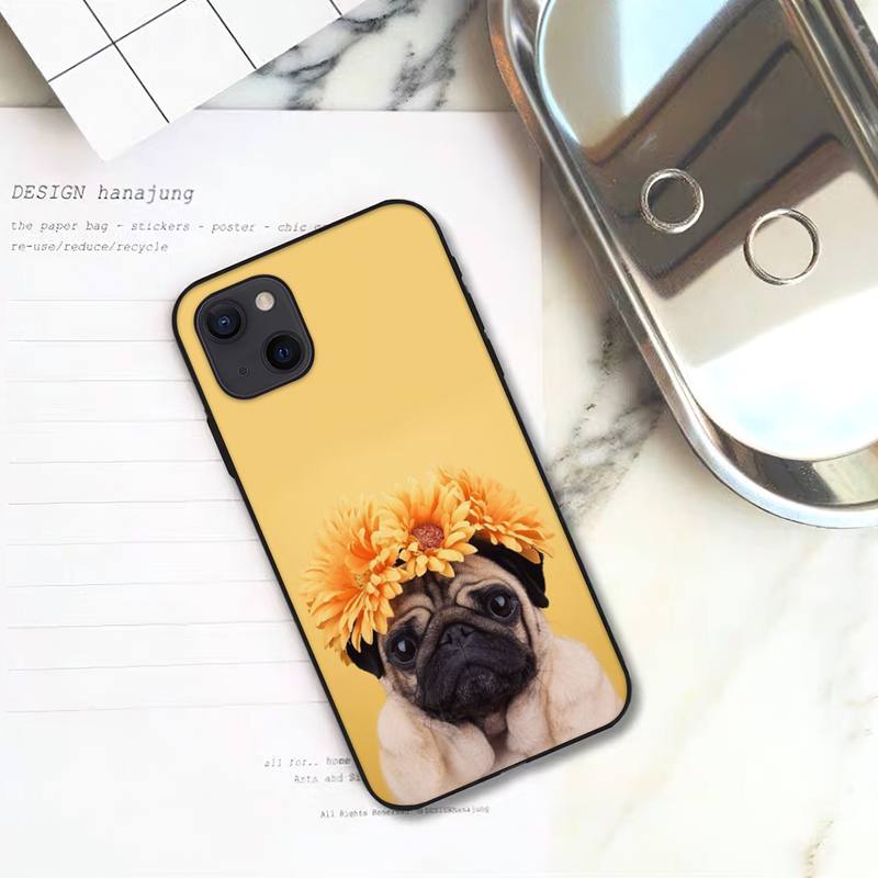 

Милый чехол для телефона с изображением собаки-мопса для iPhone 11 12 Mini 13 14 Pro XS Max X 8 7 6s Plus 5 SE XR Shell iPhone13mini