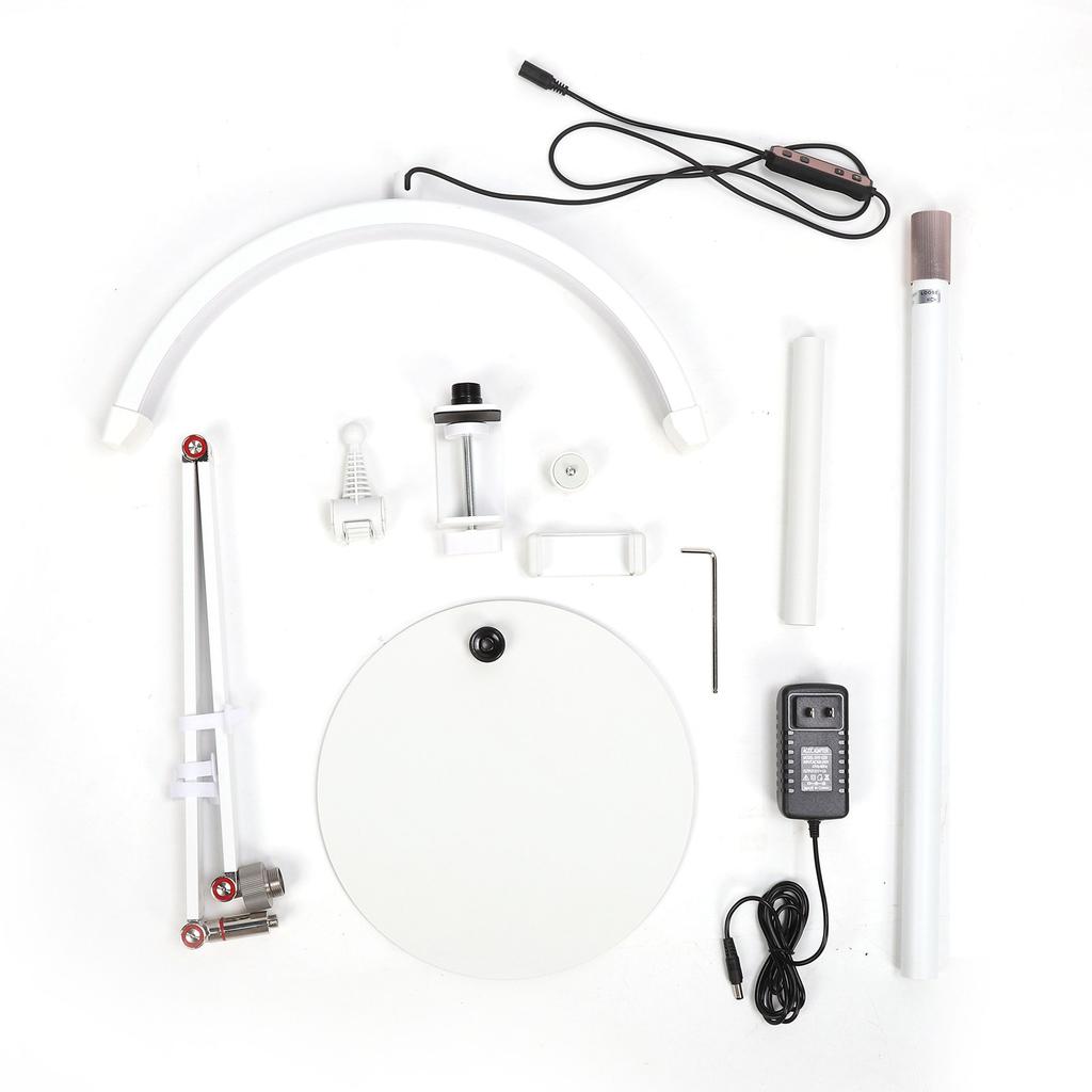 16in Half Moon Lamp LED Floor Beauty Light Dimmable Makeup Nail Tattoo Light Adjustable Height 3