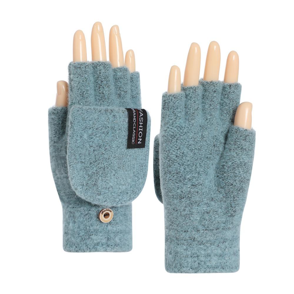 Winter New Knitted Flip Half-finger Gloves Men's and Women's Reverse Cover Thermal Gloves Thickened Gloves
