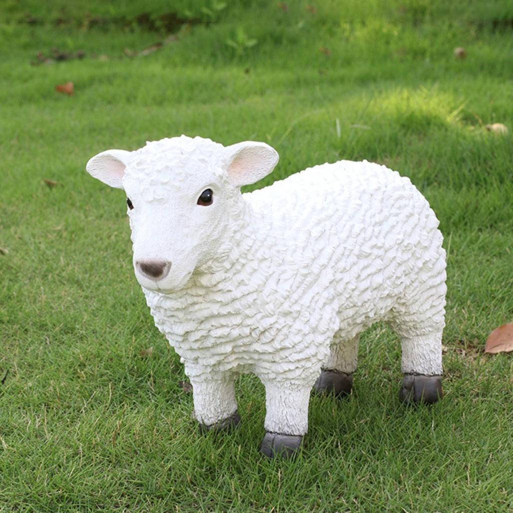Sheep Garden Ornament Textured Fleece-Like Lamb Sculpture Lamb Statue Pastoral Charm Outdoor Decor Farm Animals