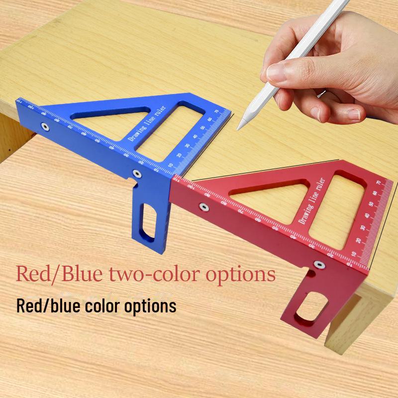 High-Precision Multifunctional Triangle Ruler, Thickened Square with 45° Angle, Stainless Steel & Aluminum Alloy for Woodworking & Decoration